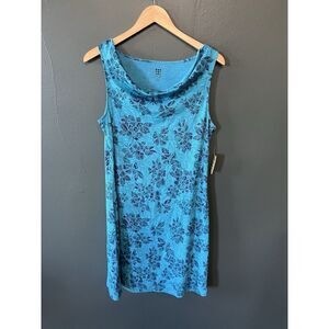 Title Nine Womens Blue Sleeveless Floral Pattern Short Dress Size Medium NWT